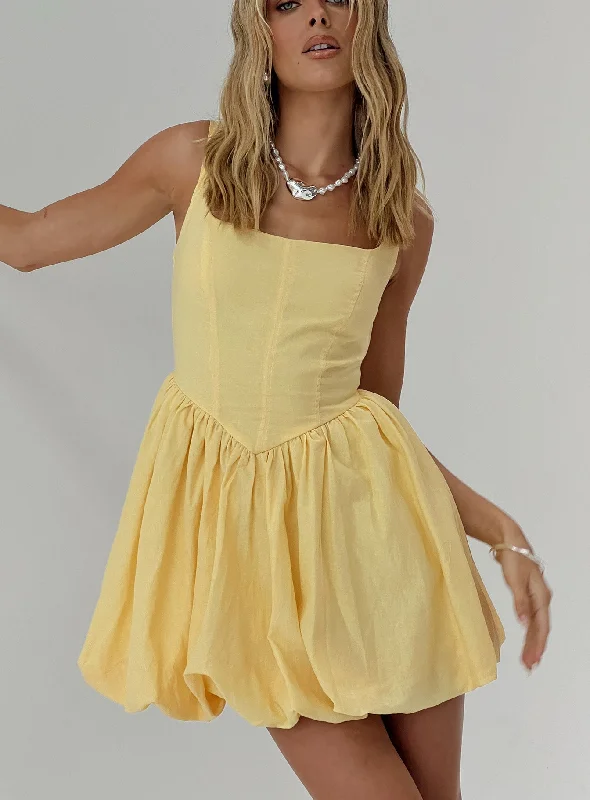 Special Offer – Act Fast!Alcott Bubble Hem Mini Dress Lemon