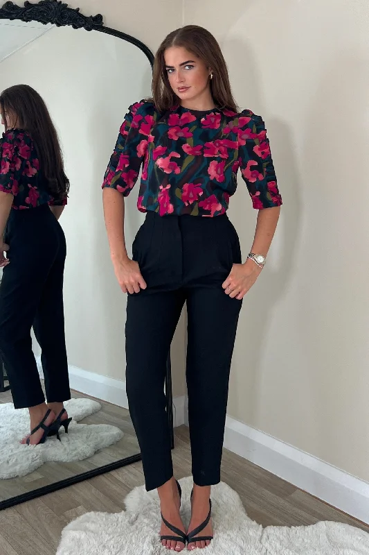 Special Discounts Inside!Asher Pink Floral Frill Sleeve Top