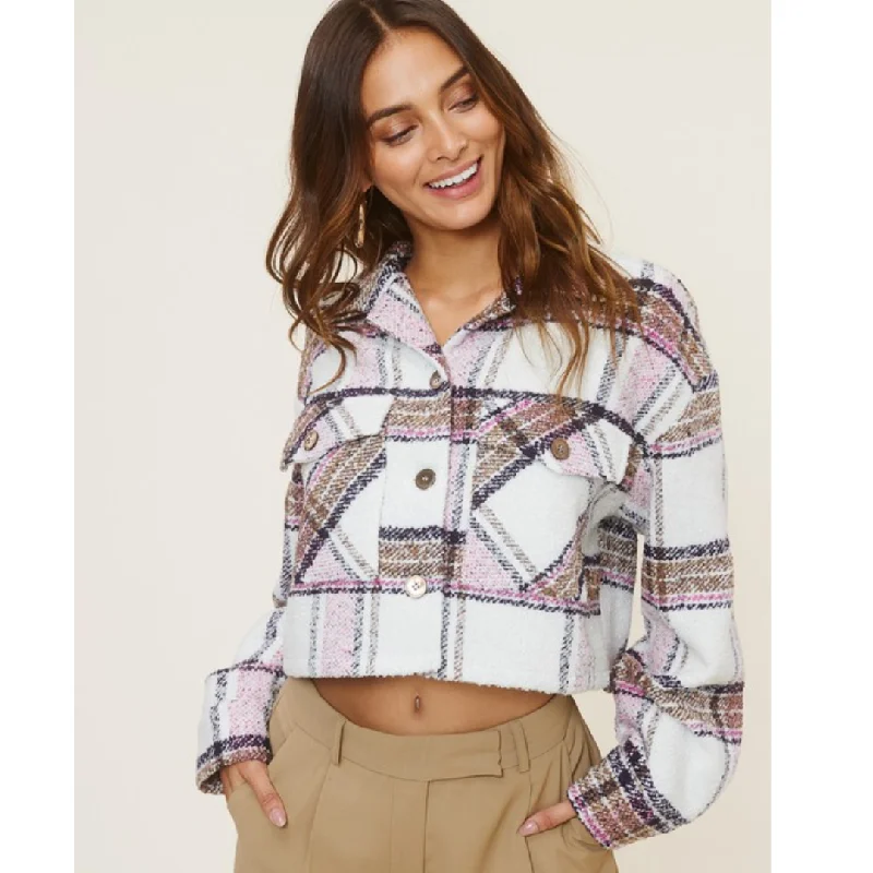 Buy One, Get One Free!Crop Plaid Teddy Jacket