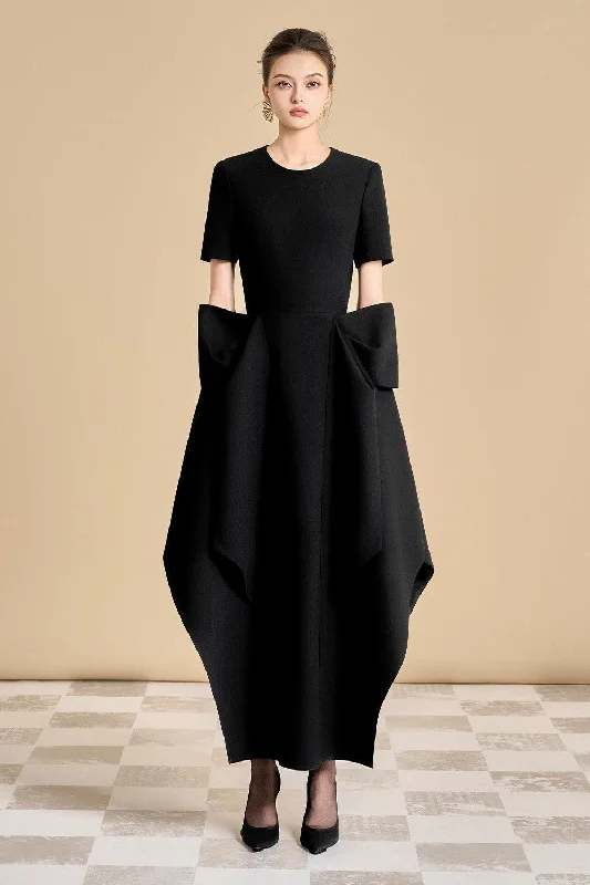 Buy More, Save More!Delarosa Asymmetric Short Sleeved Polyester Ankle Length Dress