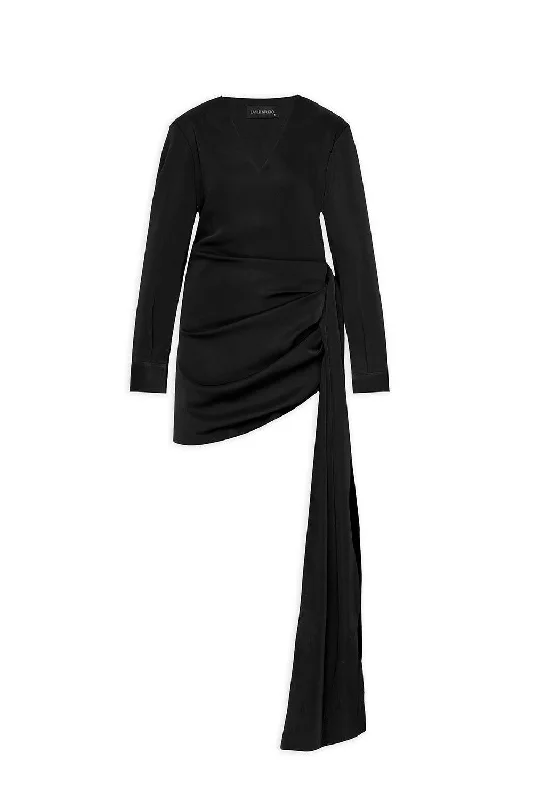 Find Your Perfect Deal Today!Frances Asymmetric Extended Flap Crepe Mini Dress