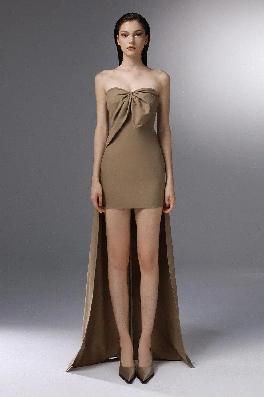 Get It Before It’s Gone!Gliding Strapless Back Zipper Wool Cotton High-low Dress