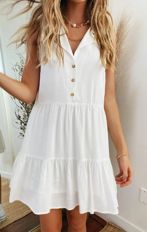 Today Only – Don’t Miss It!Groovy Collared Mini Dress ~ White