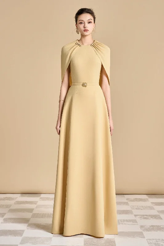 Your Discount is Waiting!Jasmine A-line Cape Sleeved Polyester Floor Length Dress