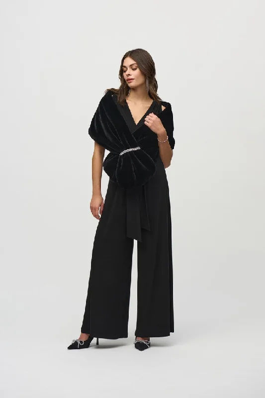 Score Big Savings Today!Joseph Ribkoff Black Faux Fur Cover-Up with Rhinestone Loop