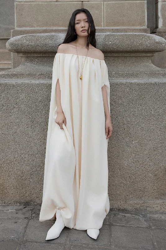 Huge Price Cuts Await!Katherine Straight Off-Shoulder Crepe Floor Length Dress