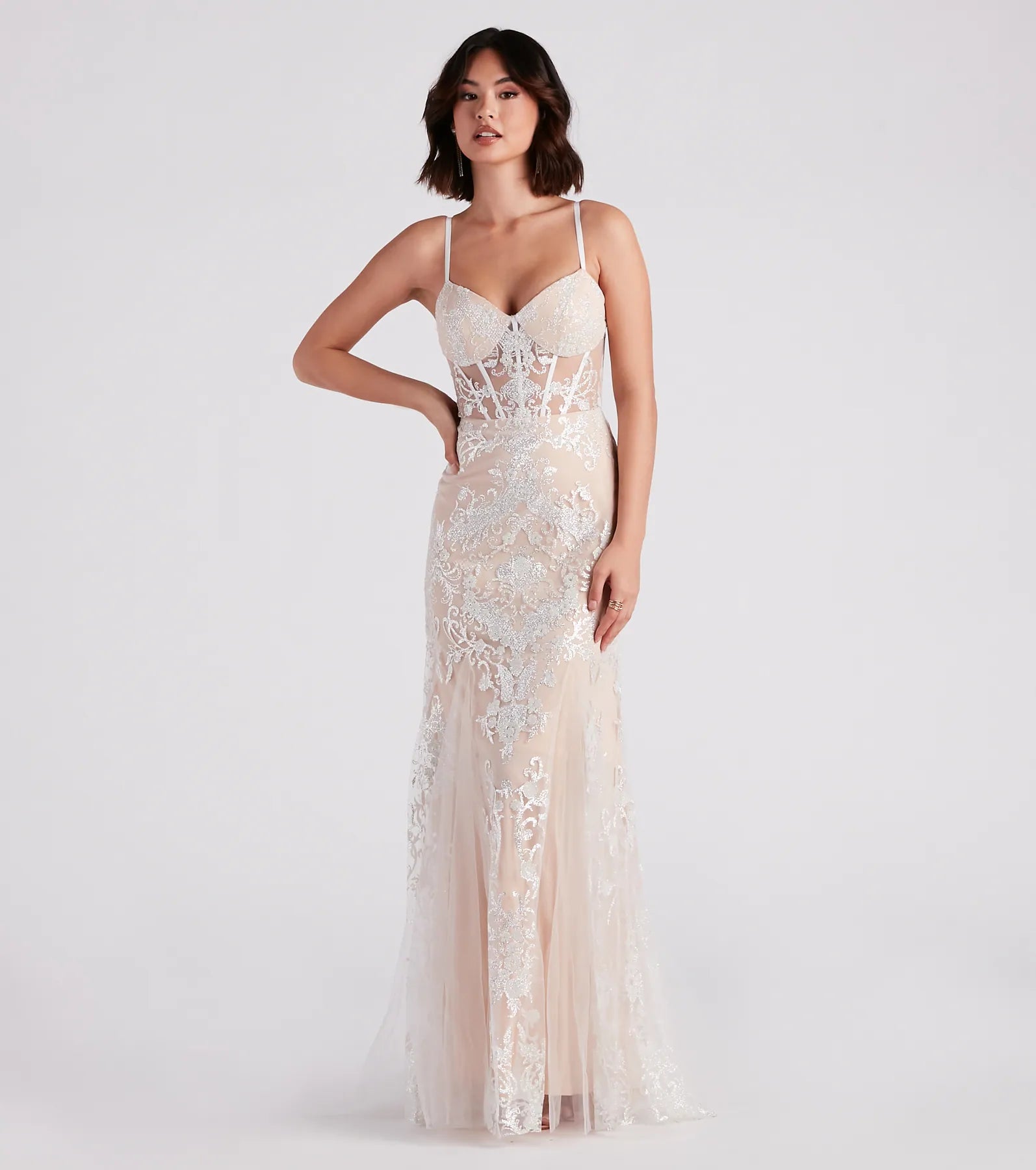 More Discounts, More Joy!Keria Formal Glitter Lace Mermaid Dress