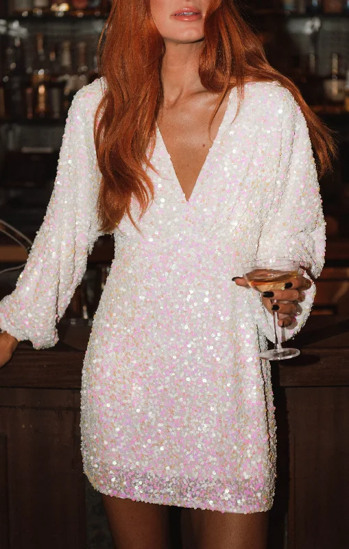 Get More for Less!Kidman Mini Dress ~ White Sprinkle Sequins
