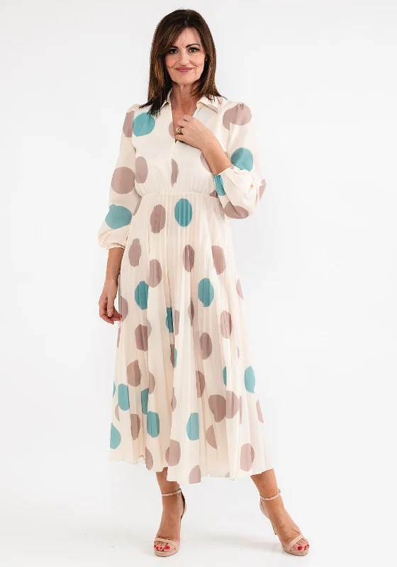 Find Your Perfect Deal Today!Seventy1 One Size Polka Dot Pleated Maxi Dress, Cream