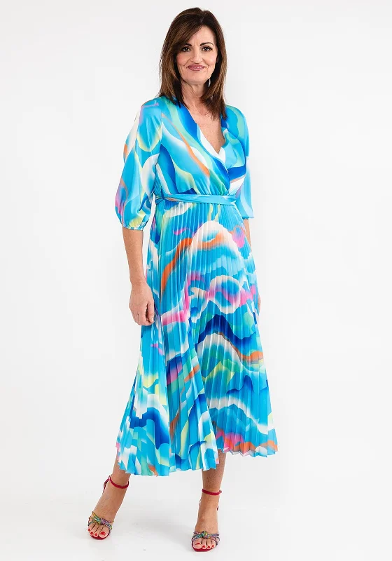 The Best Offers Are Here!Seventy1 One Size Print Pleated Maxi Dress, Blue Multi