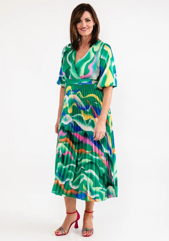 Huge Price Cuts Await!Seventy1 One Size Print Pleated Maxi Dress, Emerald Multi