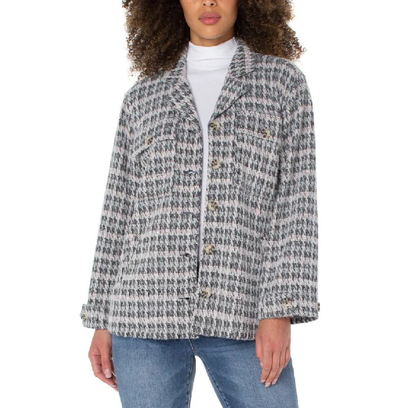 Enjoy Huge Discounts Now!Liverpool Button Front Boxy Jacket (Grey Multi Houndstooth)