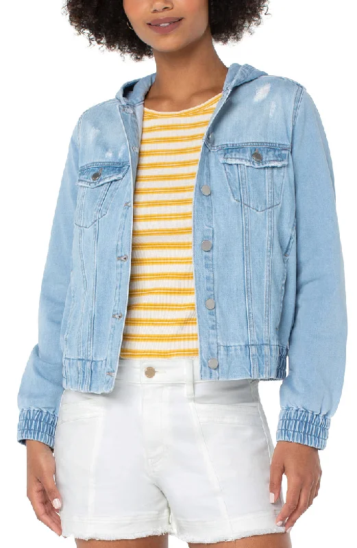Must-Have Deals Inside!Liverpool Half and Half Denim Knit Trucker Jacket