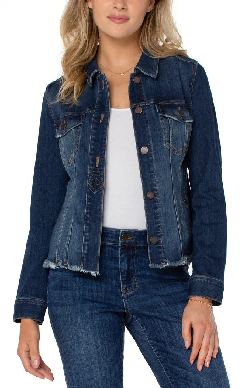 One Day Only – Huge Savings!Liverpool Half Placket Raw Hem Trucker Jean Jacket