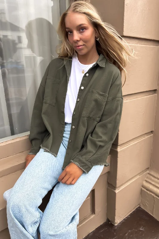 Save Like Never Before!Maverick Denim Shacket Khaki