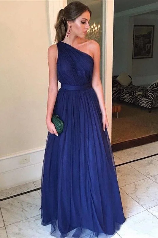 Unlock Huge Savings Now!One Shoulder Royal Blue Tulle Long Prom Dress Simple Evening Dress PG846 Unlock Huge Savings Now!One Shoulder Royal Blue Tulle Long Prom Dress Simple Evening Dress PG846
