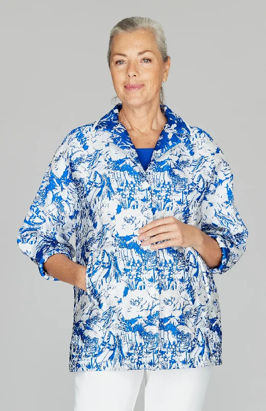 Unbeatable Prices!Abstract Flora Jacquard Button Front Collared Jacket