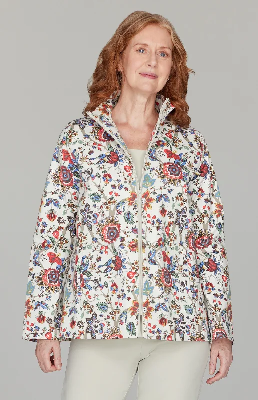 Special Discounts Inside!Paisley Stretch Denim High Neck Zip Jacket