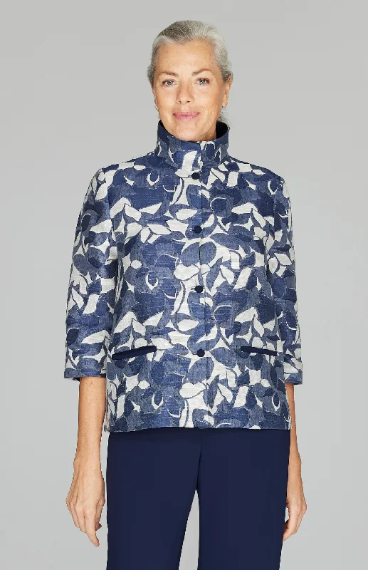 Save More Than Ever!Tonal Floral Jacquard Short Button Front Jacket