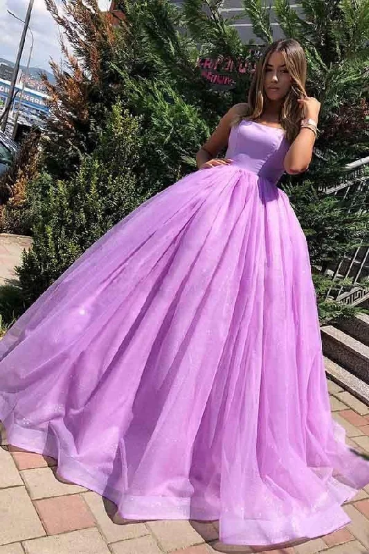Your Exclusive Offer Awaits!Princess Ball Gown Lilac Straps Long Prom Formal Dress PG824