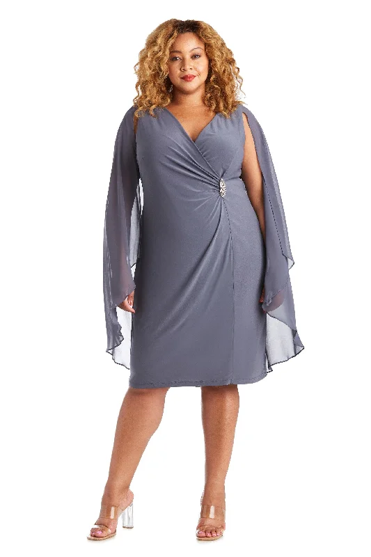 Today Only – Don’t Miss It!R&M Richards 5806W Short Plus Size Cape Dress