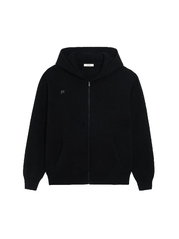 Exclusive Deals Just for You!Womens Recycled Cashmere Zipped Hoodie—black