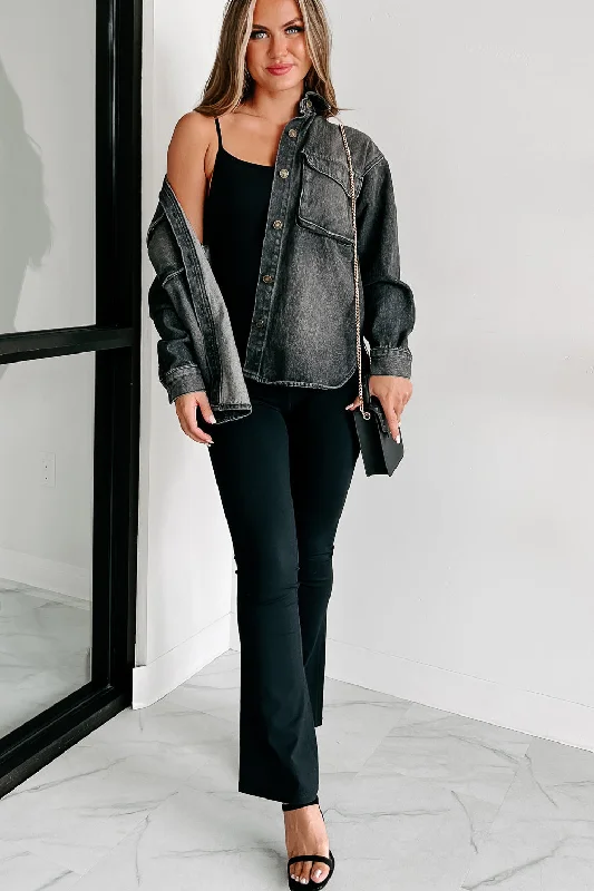 Your Shopping Spree Starts Here!Roxanne Oversized Denim Shacket (Black)