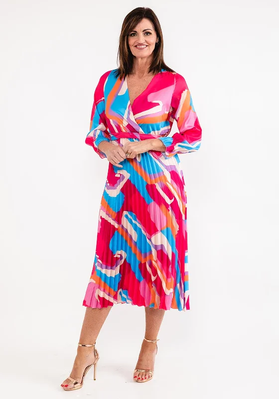 Huge Savings – Act Now!Seventy1 One Size Print Pleat Maxi Dress, Fuchsia Multi