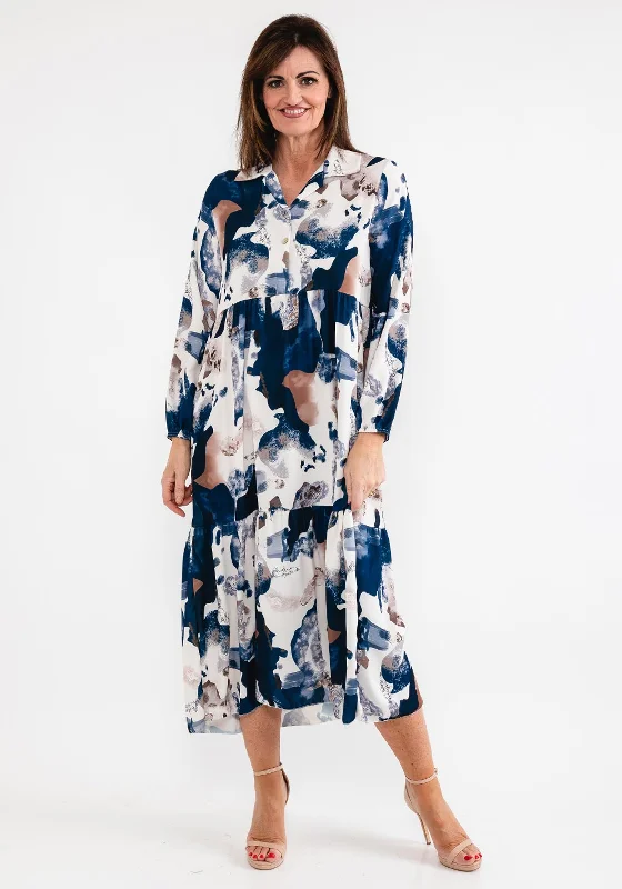 Huge Price Cuts Await!Seventy1 One Size Print Smock Maxi Dress, Navy Multi