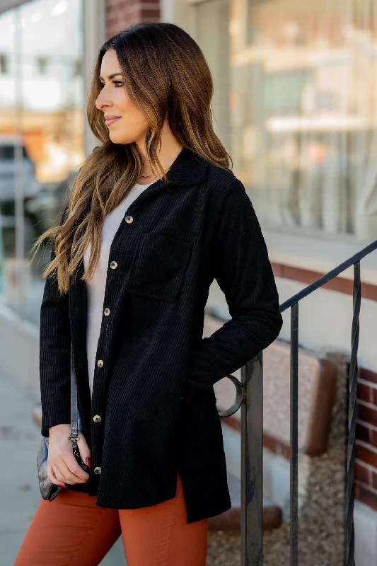 Stock Up and Save!Simple Corded Side Slit Shacket