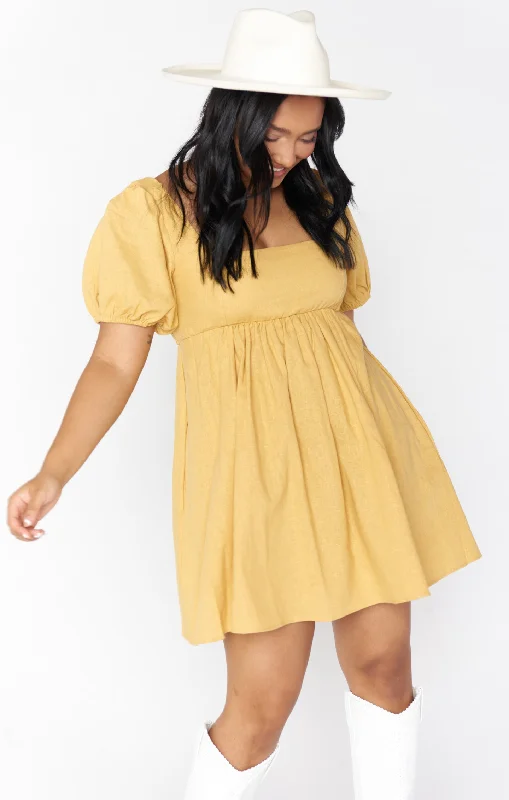 The Best Deals Won’t Wait!Smitten Babydoll Dress ~ Marigold Linen
