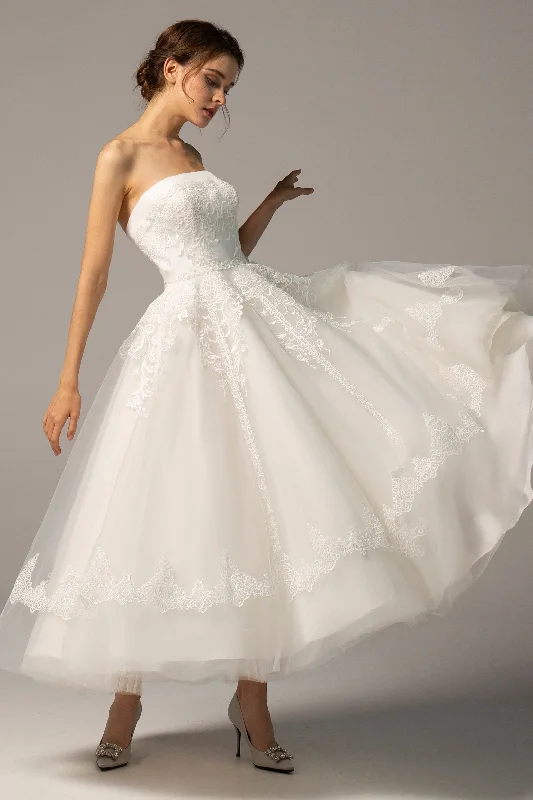 Only a Few Left – Order Now!A-Line Ankle Length Tulle Wedding Dress CW2392