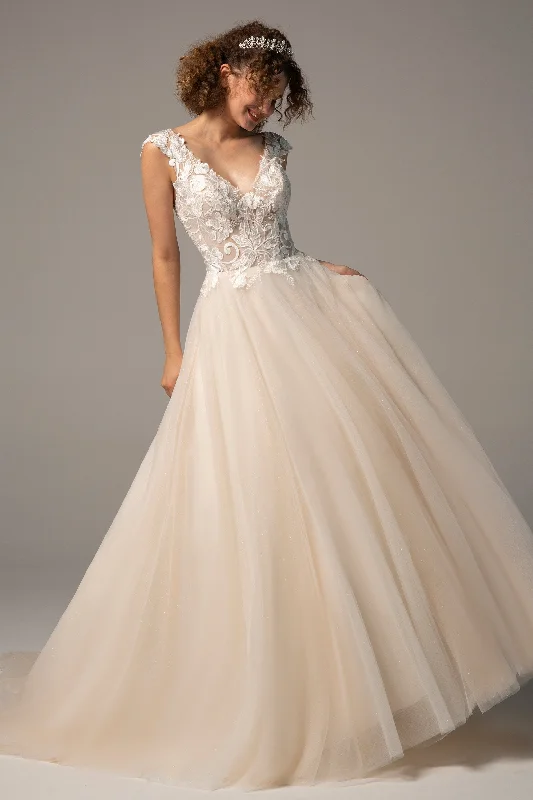 Limited Edition, Limited Price!A-Line Chapel Train Tulle Wedding Dress CW2385