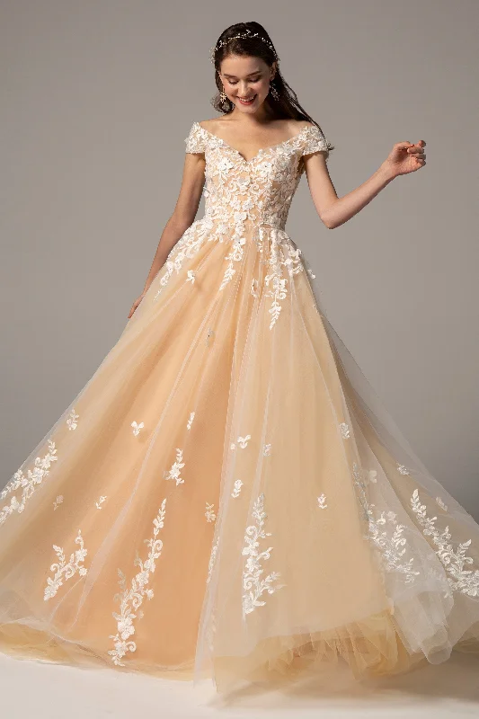 Exclusive Offers You’ll Love!A-Line Court Train Tulle Elastic Satin Wedding Dress CW2327