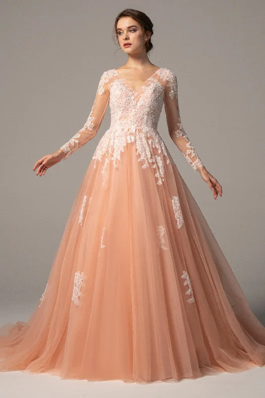 Enjoy Huge Discounts Now!A-Line Court Train Tulle Wedding Dress CW2337
