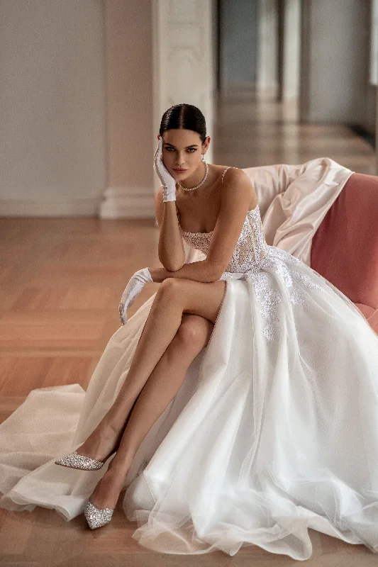 Find Your Perfect Deal Today!A-Line Spaghetti Strap Wedding Dress with Side Slit