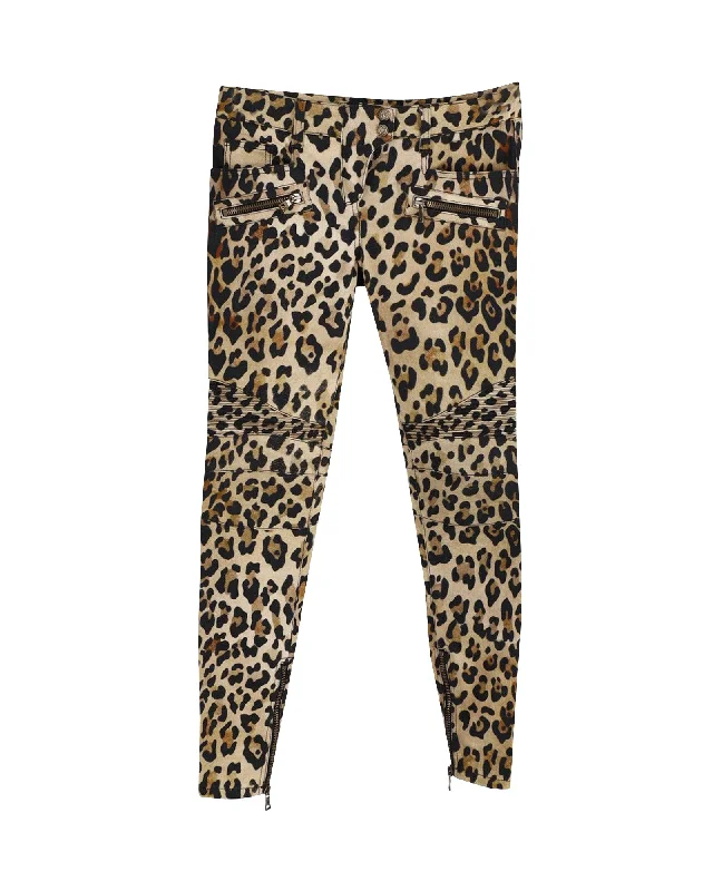 Your Discount is Waiting!Balmain Leopard Skinny Trouser in Animal Print Cotton