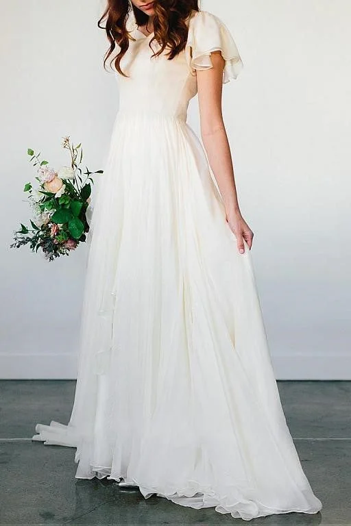 Limited Time Offer!Beach Chiffon Wedding Dress with Short Sleeves vestido de novia de playa Limited Time Offer!Beach Chiffon Wedding Dress with Short Sleeves vestido de novia de playa