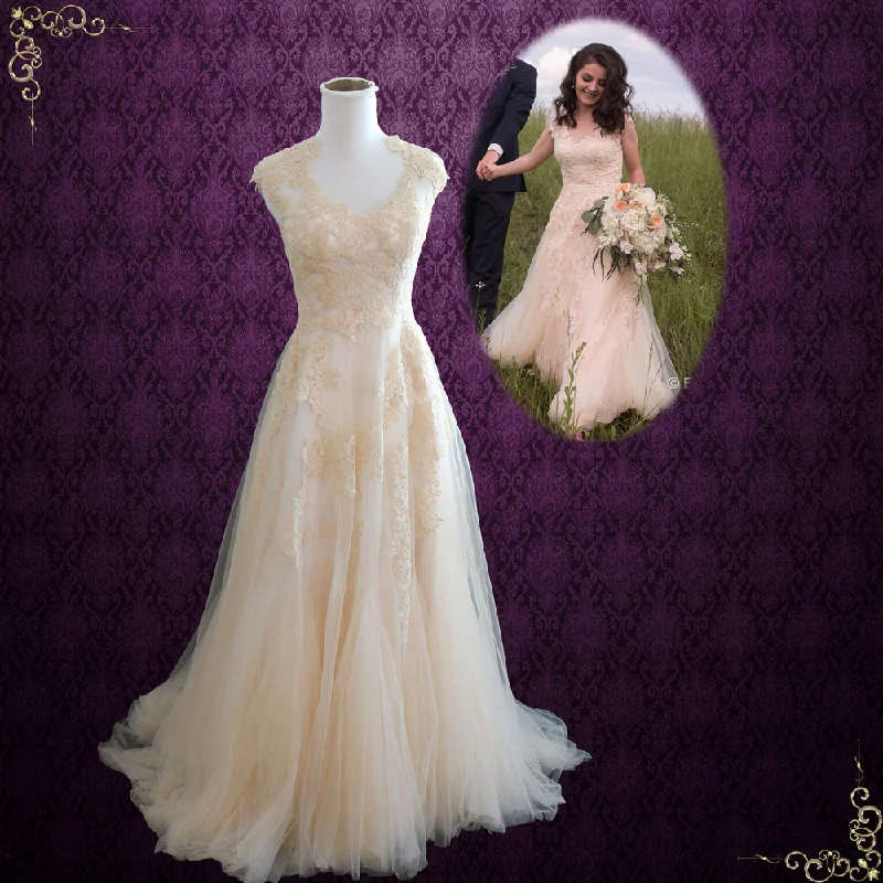 Save Up to 50% Off!Blush Boho Lace Wedding Dress KORYNNE