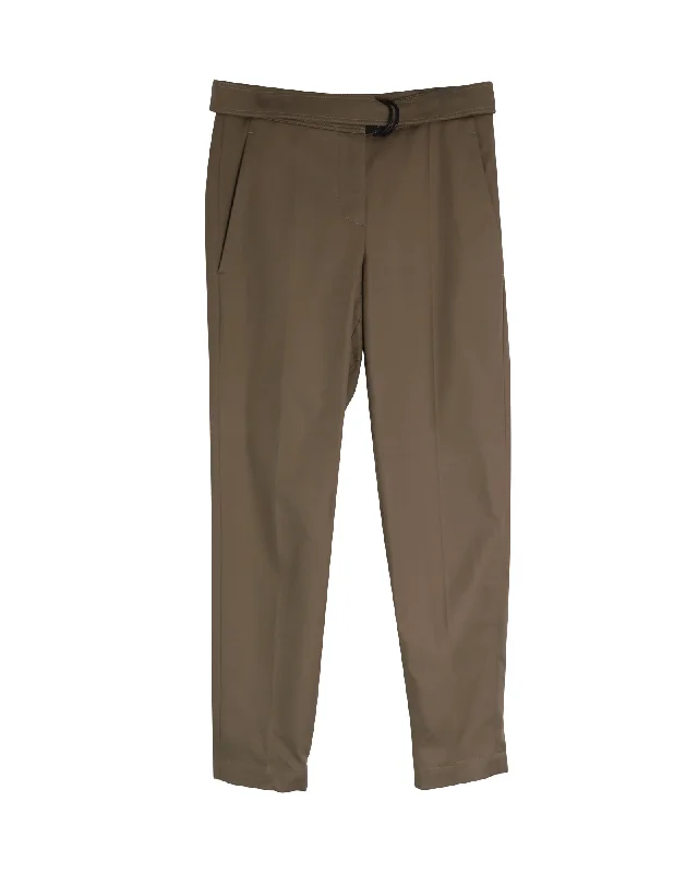 Your Shopping Spree Starts Here!Brunello Cucinelli Belted Trousers in Brown Cotton