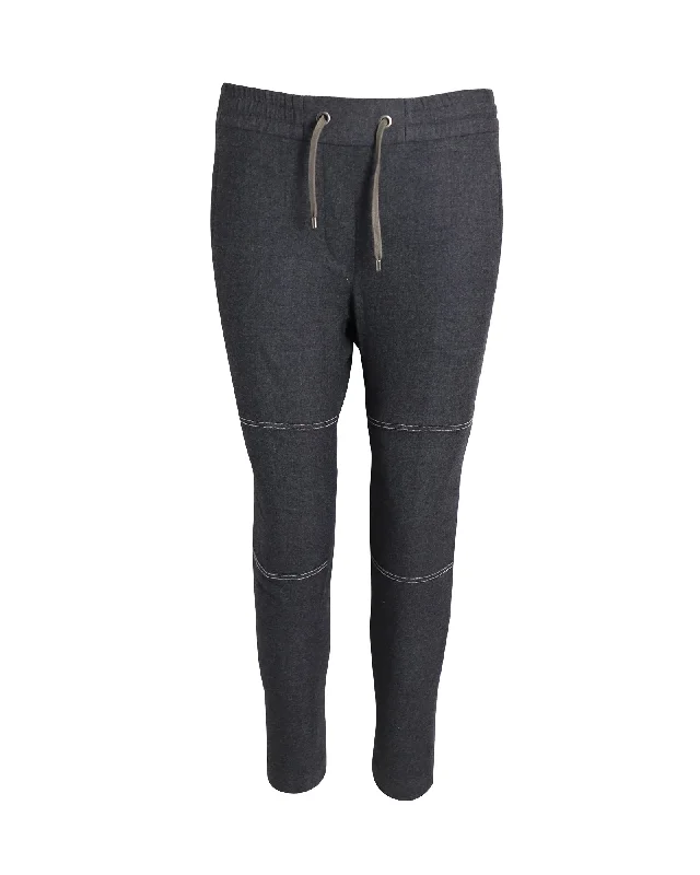 Find Your Perfect Deal Today!Brunello Cucinelli Contrast Band Trim Track Pants in Grey Lana Vergine