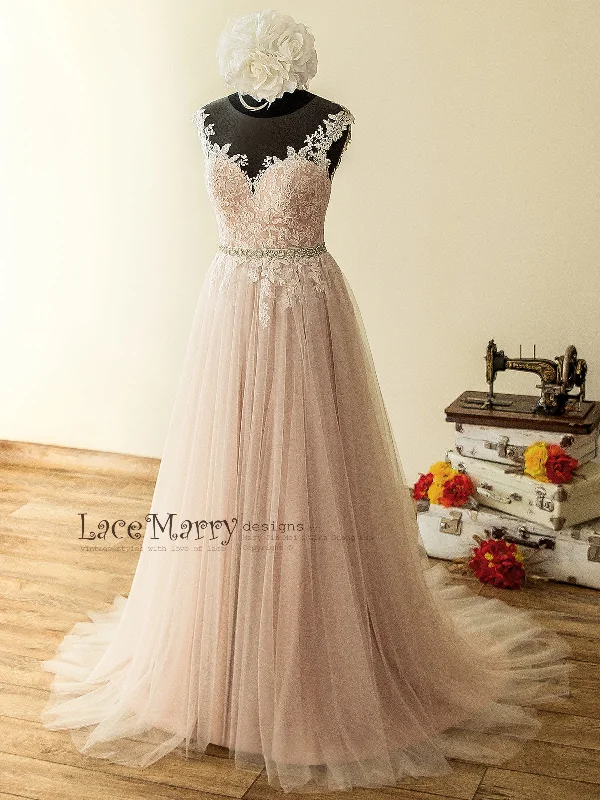 Mega Sale Happening Now!Champagne Dusty Pink Wedding Dress