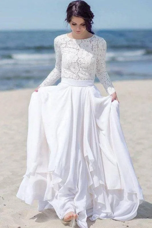 Act Fast – Limited Time Savings!Chiffon Skirt Boho Wedding Dresses Lace Long Sleeves Act Fast – Limited Time Savings!Chiffon Skirt Boho Wedding Dresses Lace Long Sleeves