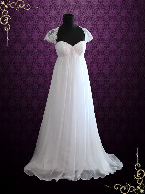 Must-Have Deals Inside!Beach Empire Soft Chiffon Wedding Dress with Cap Sleeves and Keyhole Back | Ellie Must-Have Deals Inside!Beach Empire Soft Chiffon Wedding Dress with Cap Sleeves and Keyhole Back | Ellie