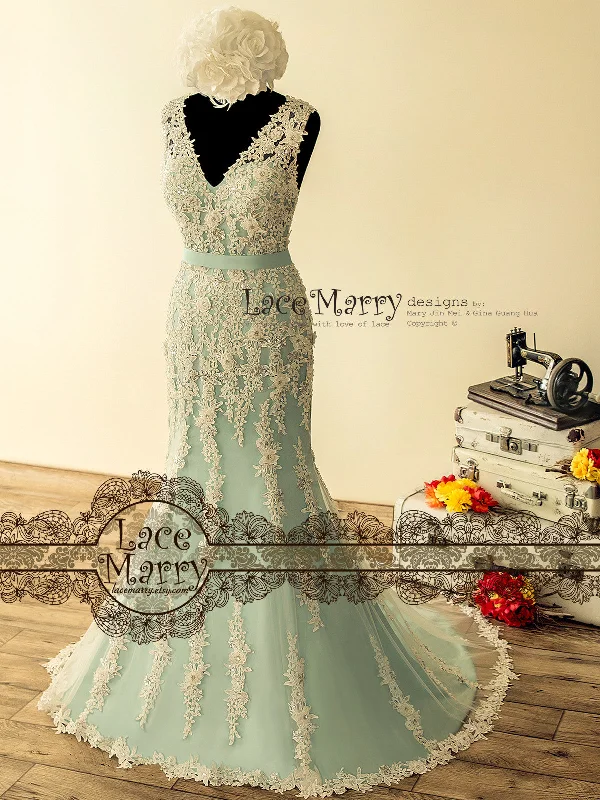 Upgrade for Less!Fabulous Teal Wedding Dress with Intensive Beading