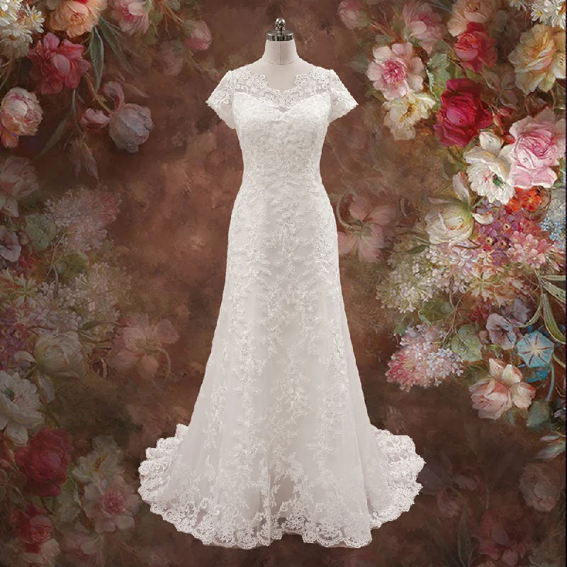 Score Huge Discounts Today!Lace Wedding Dress with Cap Sleeves | PATTY