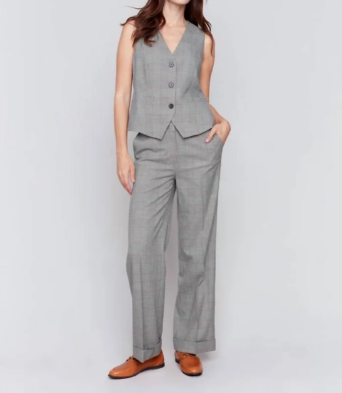 One Day Only – Huge Savings!Glen Plaid Flare Pants In Terracotta Plaid