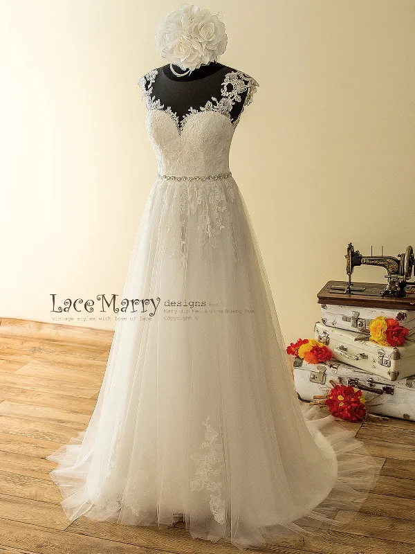 Your Shopping Wish, Our Discount Command!Ivory Boho Summer Wedding Dress with Airy Tulle Skirt