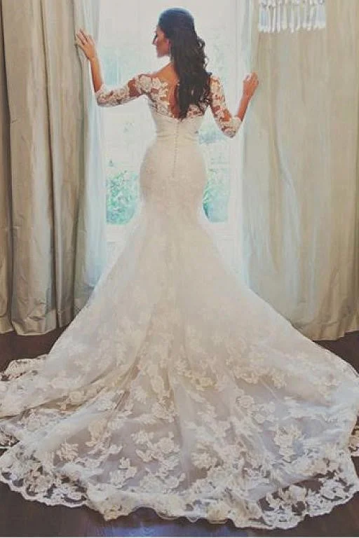 Shop Early, Save Big!Lace Trumpet Bridal Dresses with Stones Sash vestido de boda