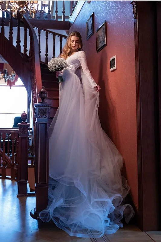 Shop the Hottest Deals!Mermaid Lace Wedding Dress with Detachable Tulle Train